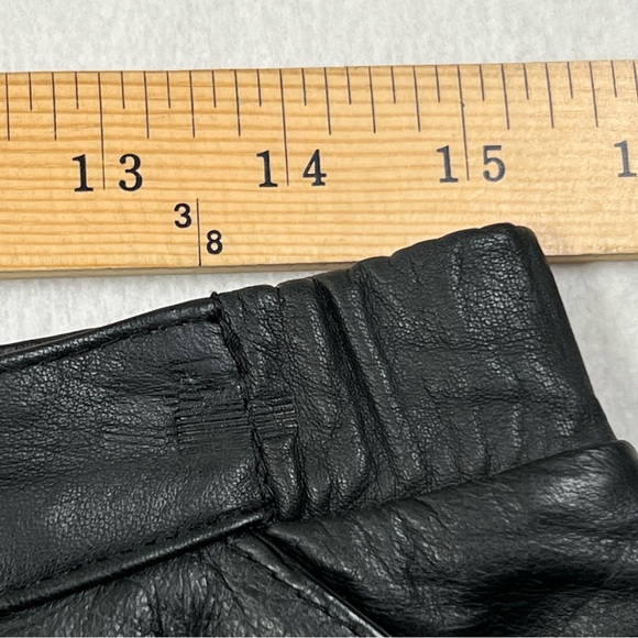 Jacqueline Ferrar Genuine Leather Skirt Women's 14P Black Vintage Slit Lined - Picture 5 of 17